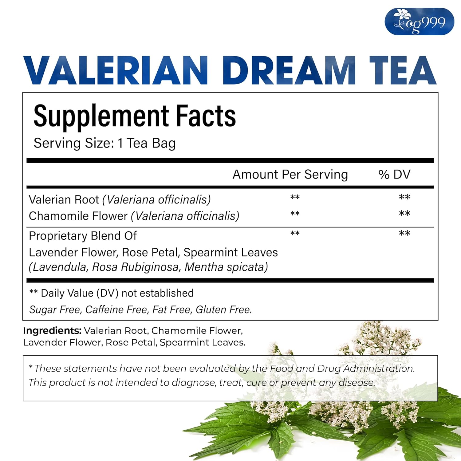 Premium Valerian Tea, Made From Valerian Root, Chamomile flower, Lavender flower Loose Leaf Herbal Tea. Made with Natural Material Tea Bags. No Sugar, No Caffeine, No Gluten, Vegan. | Tea | Wiccan Center