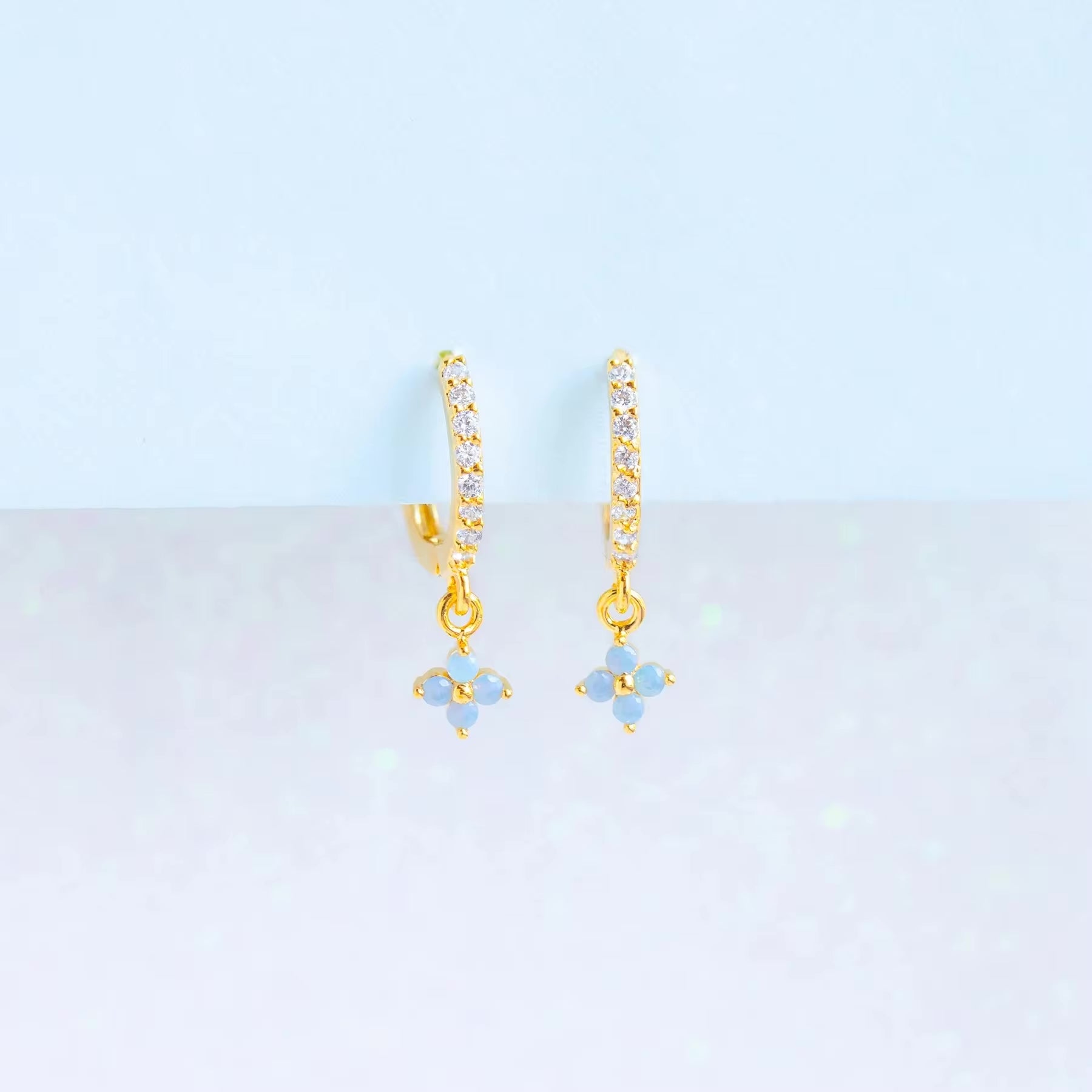 Periwinkle Peony Huggie Earrings