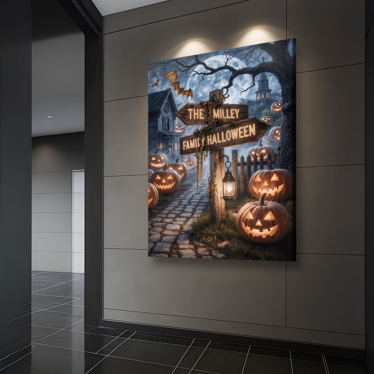 Personalized Family Name Street Sign Halloween Wall Art | Canvas | Wiccan Center