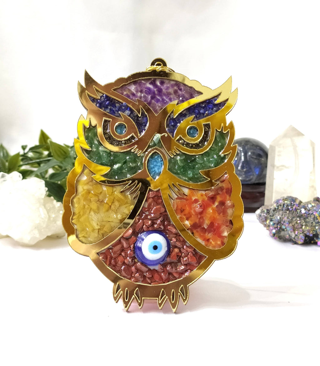 Owl Hanging, Home Protection Charm, Crystal Wall Hanging
