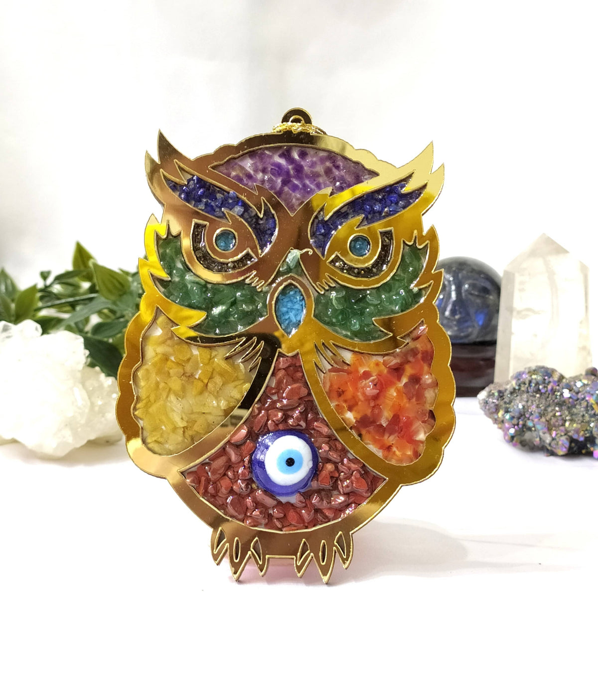 Owl Hanging, Home Protection Charm, Crystal Wall Hanging