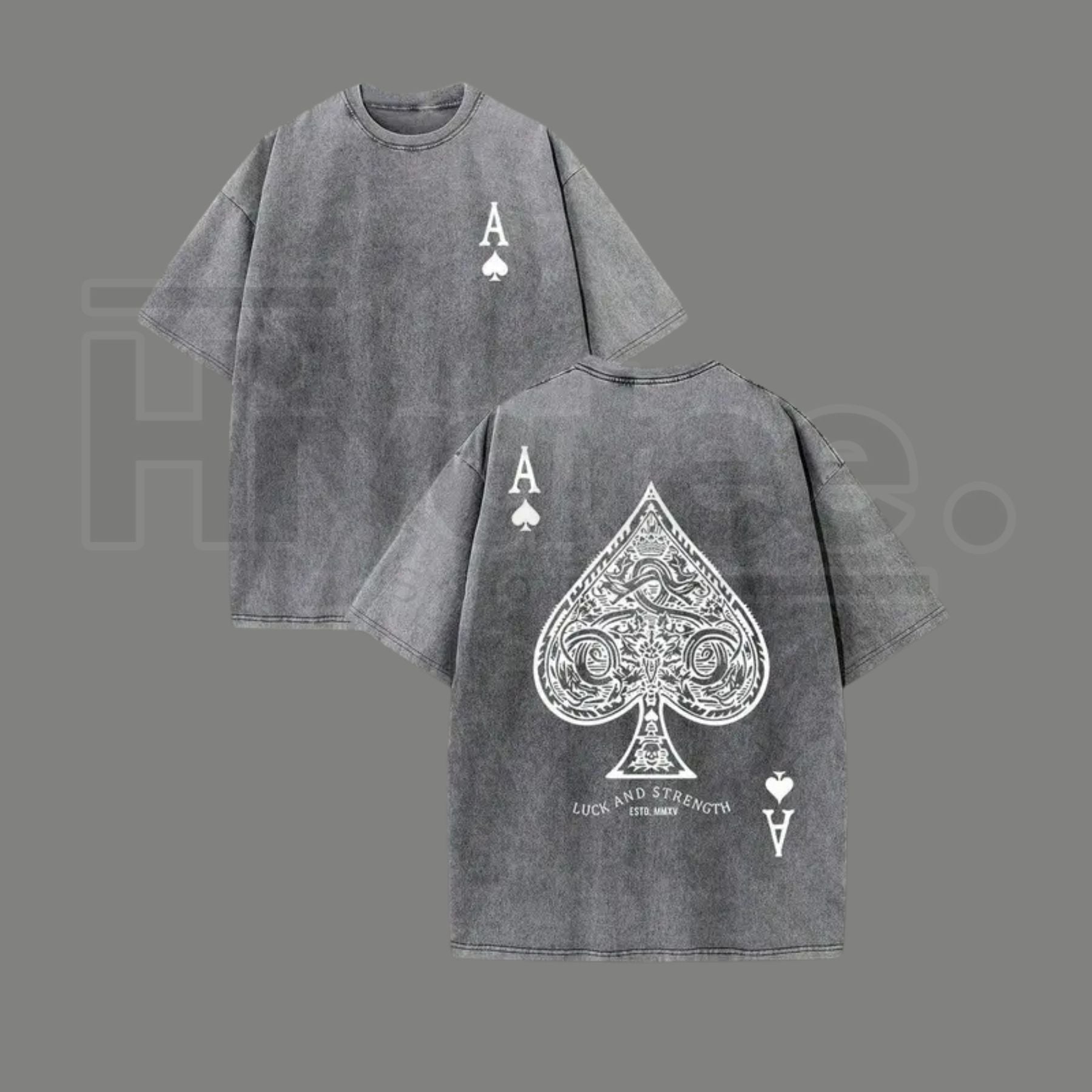 Luck and Strength Vintage Washed T-Shirt – 230G Heavy Cotton Double-Sided Graphic Tee