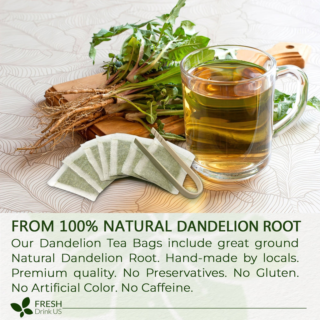 Dandelion Root Tea Bags, 100% Natural & Pure from Dandelion Root, Eco-Conscious Tea Bags, Dandelion Root Herbal Tea. Dandelion Root Tea. No Sugar, No Caffeine, No Gluten, Vegan. | Tea | Wiccan Center