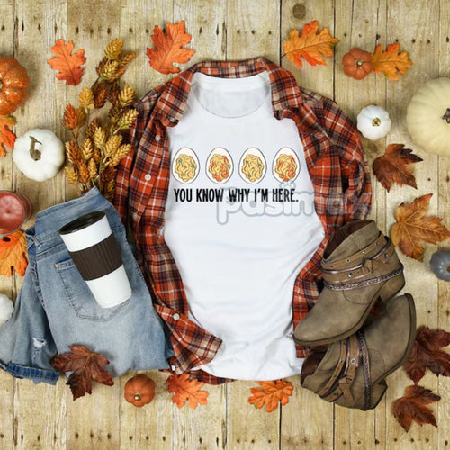 "You Know Why I'm Here" Deviled Eggs T-Shirt - Funny Thanksgiving Shirt, Deviled Egg Lover Tee | T-Shirt | Wiccan Center