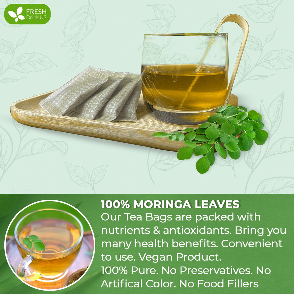 Moringa Leaf Tea Bags, 100% Natural & Pure from Moringa Leaves. Loose Leaf Moringa Herbal Tea. Moringa Leaf Tea. No Sugar, No Caffeine, No Gluten, Vegan | Tea | Wiccan Center
