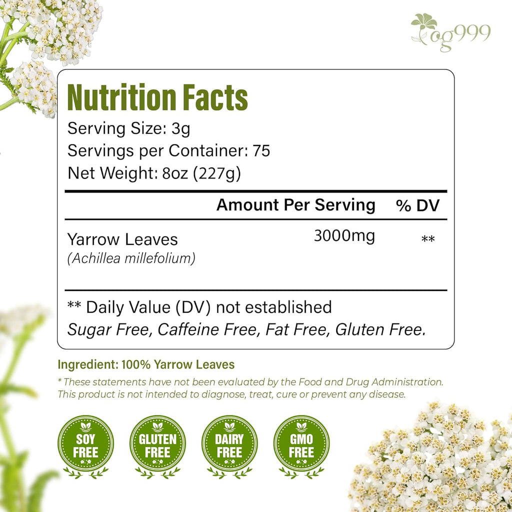Premium Yarrow Tea Leaves | Naturally Aromatic, Freshly Packed Loose Leaf Yarrow | Tea | Wiccan Center
