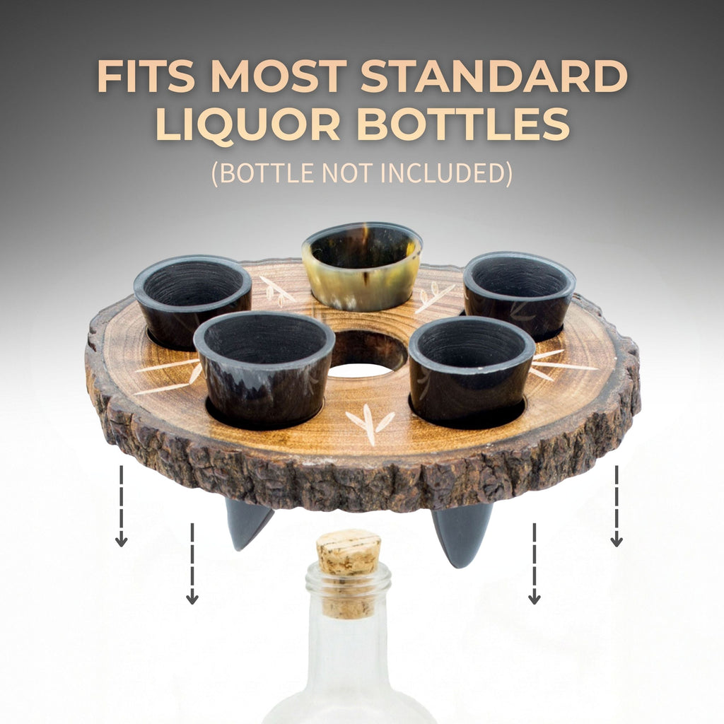 Viking Shot Glass Set – Ox Horn Shots with Rune Tray