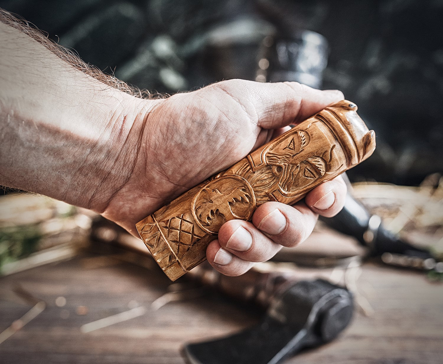 Wooden Odin Figurine – Hand-Carved Norse Statue