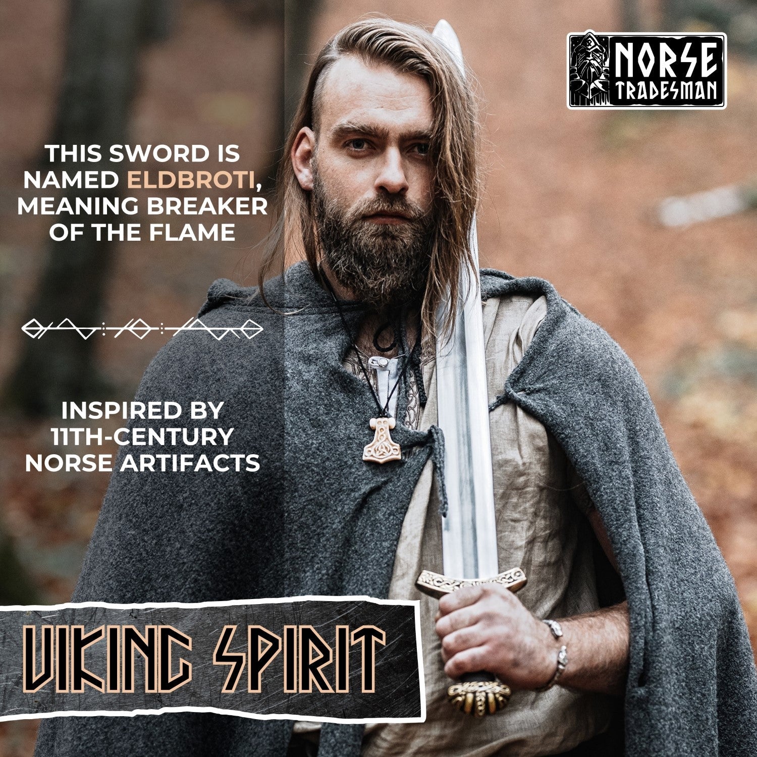Viking Sword "Eldbroti" – Spring Steel Replica | Armory | Wiccan Center