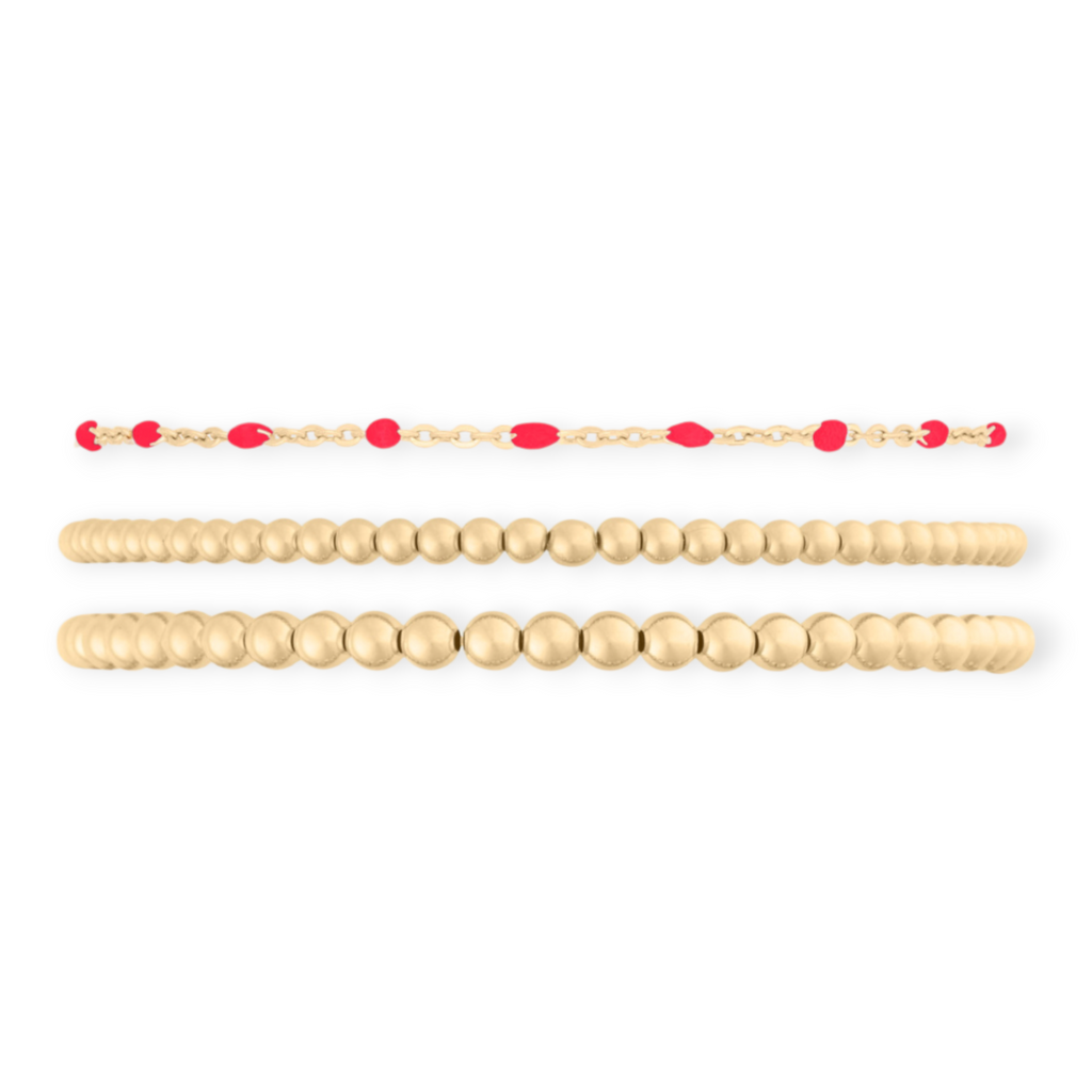red daisy + juno bracelet triple stack (3+4mm) | | Wiccan Center