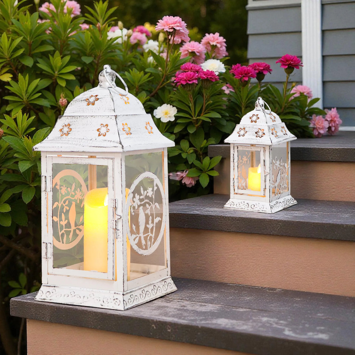 Rustic Bird Candle Lanterns 14.5"&9" H Vintage Decorative Hanging Candle Holders | Candle Holder | Wiccan Center