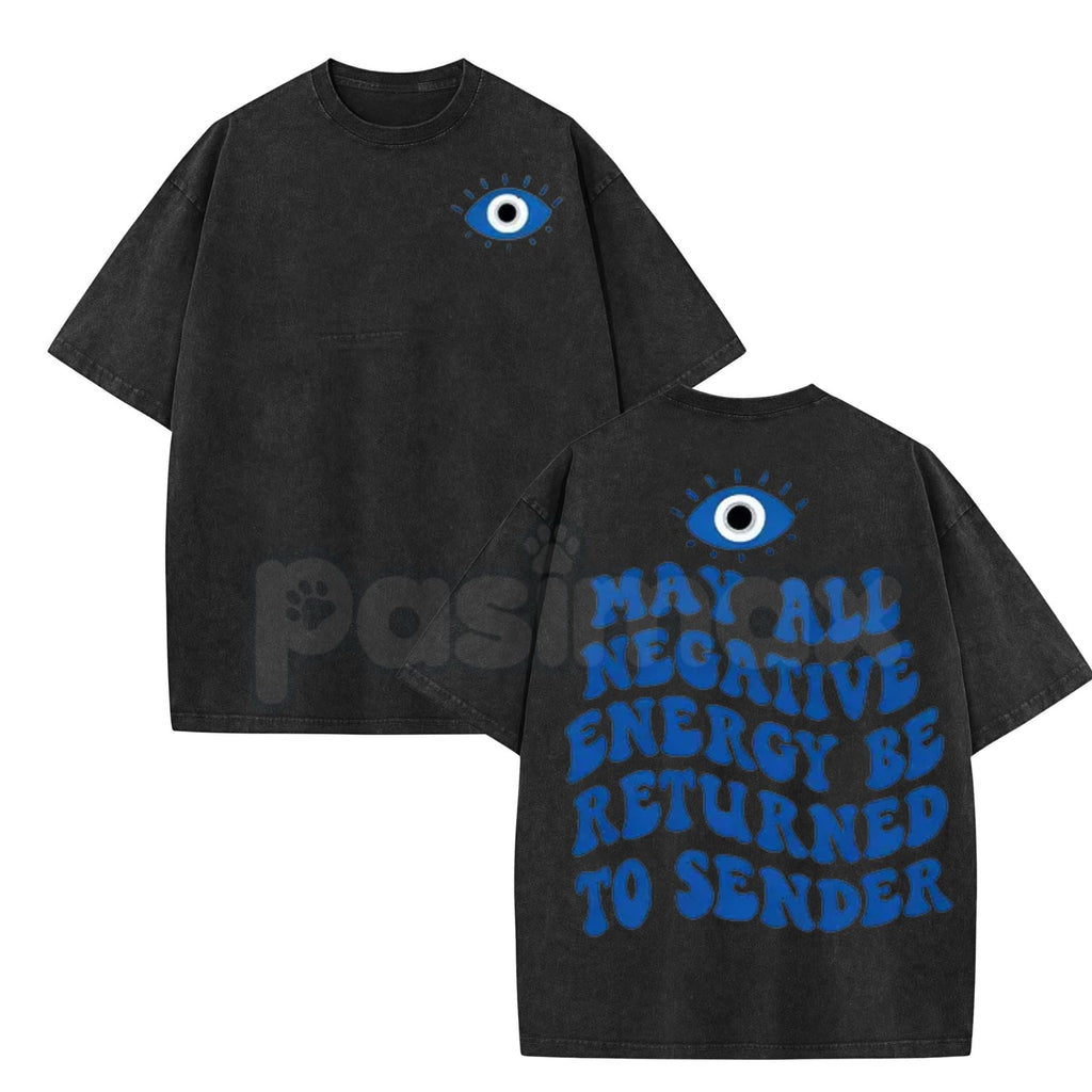 Evil Eye Energy Shield Washed T-Shirt – Mystic Protection Graphic Tee, Retro Aesthetic Oversized Talisman Top | T-Shirt | Wiccan Center