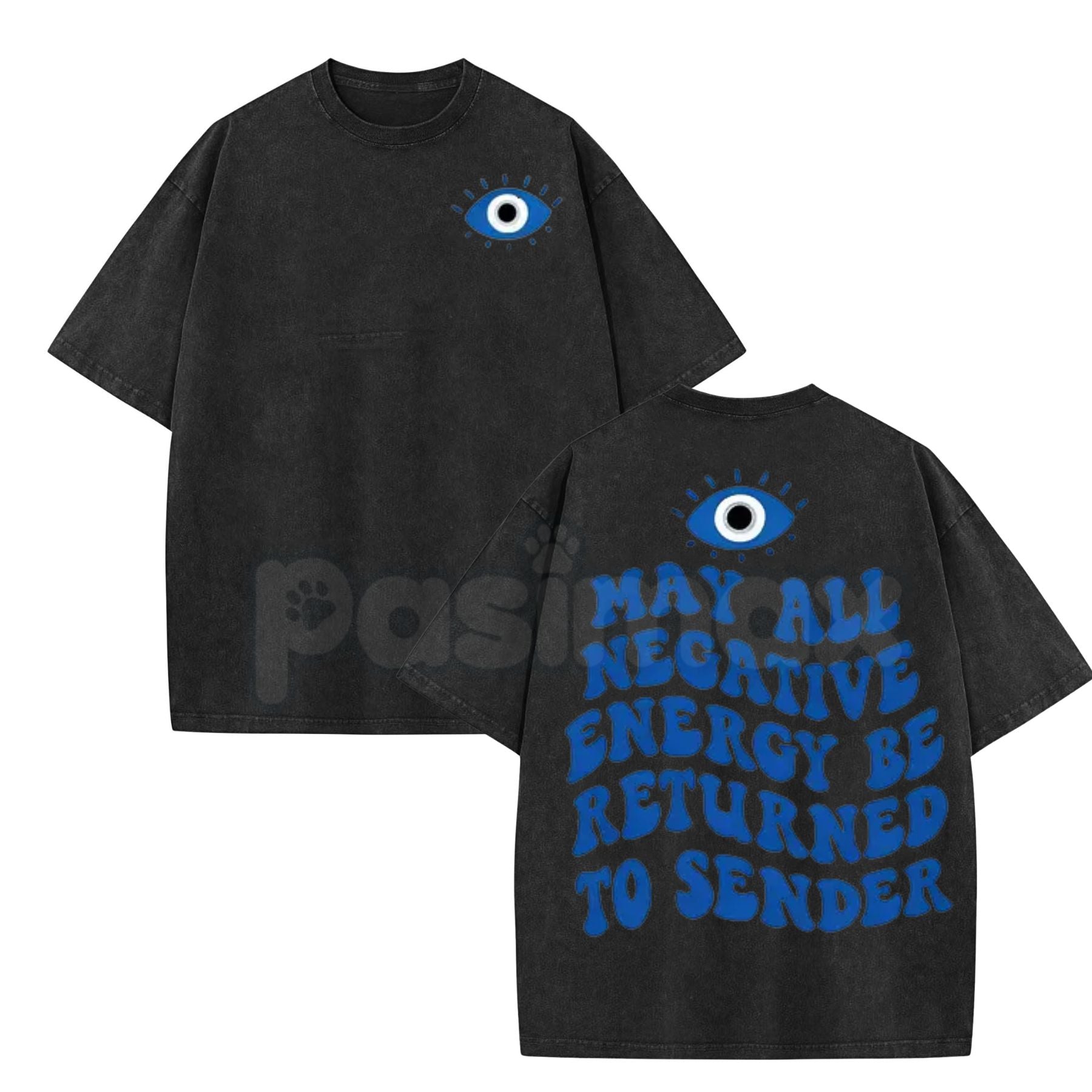 Evil Eye Energy Shield Washed T-Shirt – Mystic Protection Graphic Tee, Retro Aesthetic Oversized Talisman Top | T-Shirt | Wiccan Center