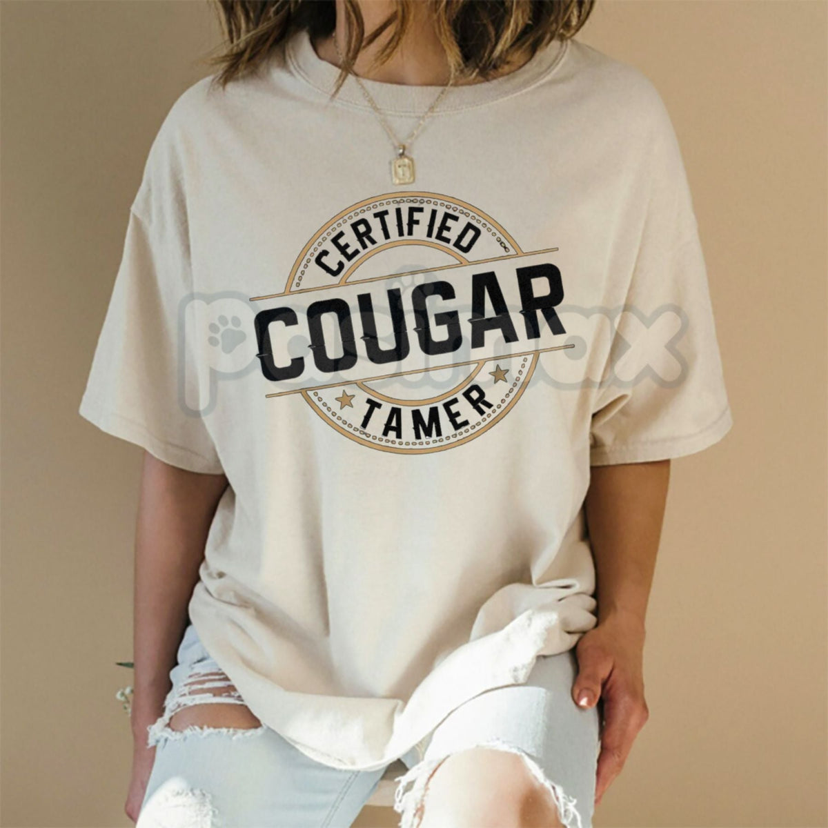 "Certified Cougar Tamer" Funny Men's T-Shirt - Humorous Cougar Costume Graphic Tee, Premium 100% Cotton Sarcastic Men's Gift, Witty Adult Humor Bachelor Party Top, Soft Lived-In Heavyweight Casual Apparel, Funny Pick-Up Artist Statement Shirt | T-Shirt | Wiccan Center