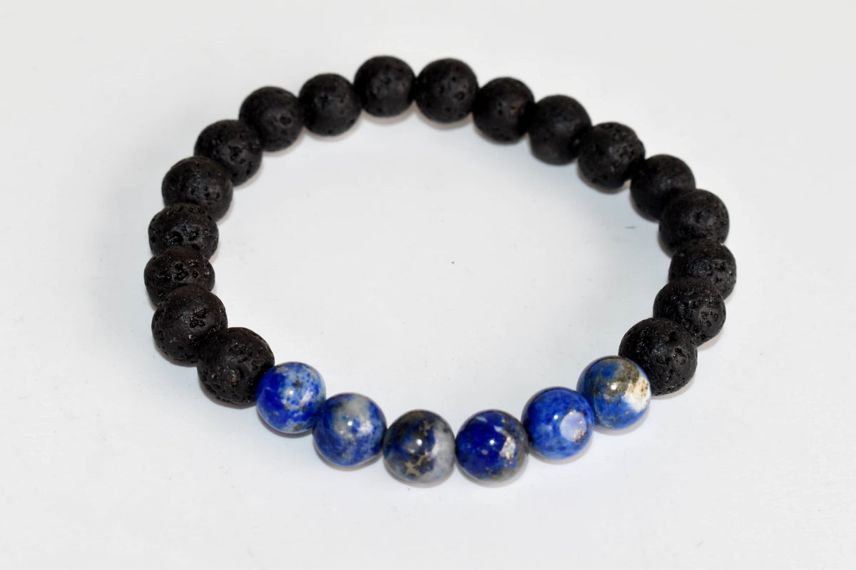 Lava Diffuser Bracelet, Lava with Lapis Lazuli Beads Diffuser Jewelry, Aromatherapy, Essential Oil Bracelet, Spiritual Gift, Yoga Gift for Her