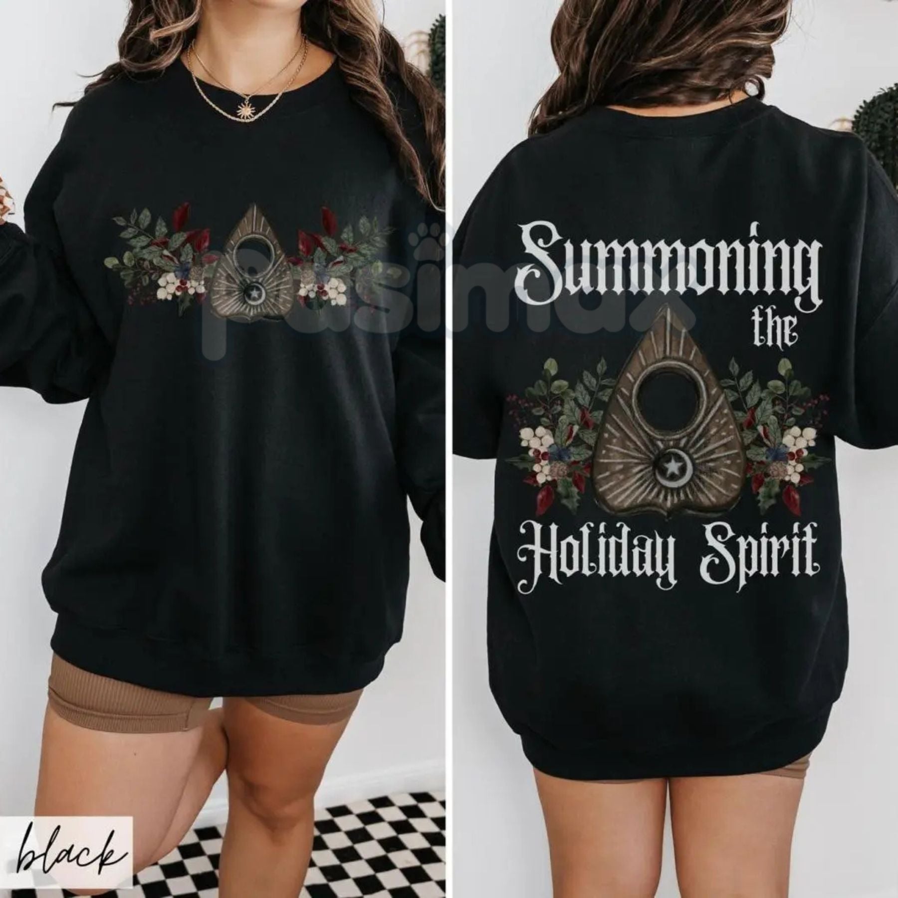 Gothic Cottagecore Holiday Séance Ouija Board Christmas Sweatshirt | Mystical Victorian Jumper | Dark Occult Winter Gift | Sweatshirt | Wiccan Center