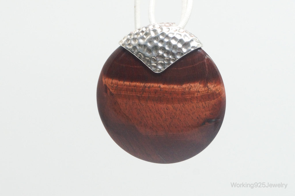 Large Vintage Designer Whitney Kelly Red Tigers Eye Sterling Silver Pendant | Jewelry > Necklaces > Pendants | Wiccan Center