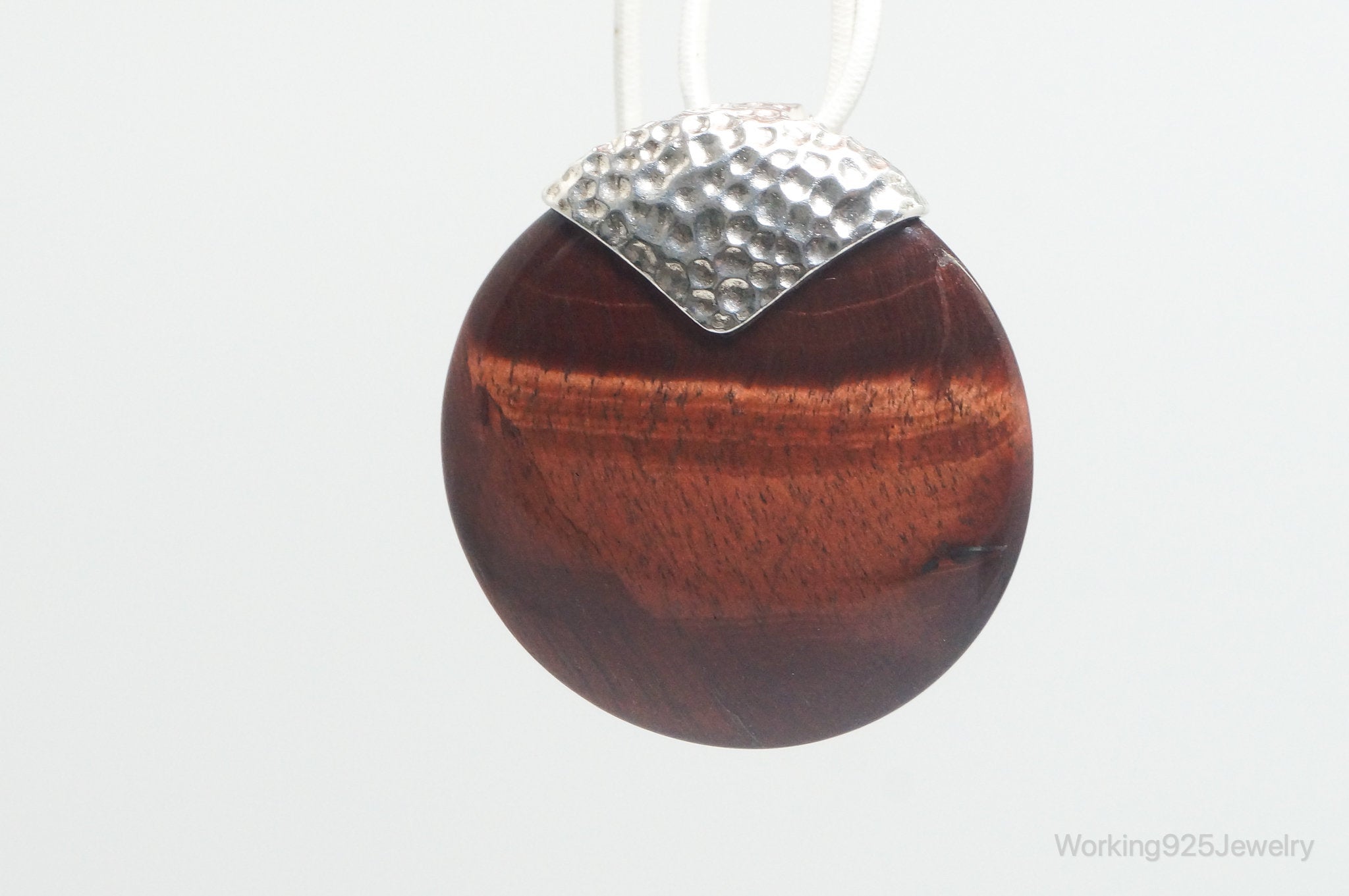 Large Vintage Designer Whitney Kelly Red Tigers Eye Sterling Silver Pendant | Jewelry > Necklaces > Pendants | Wiccan Center
