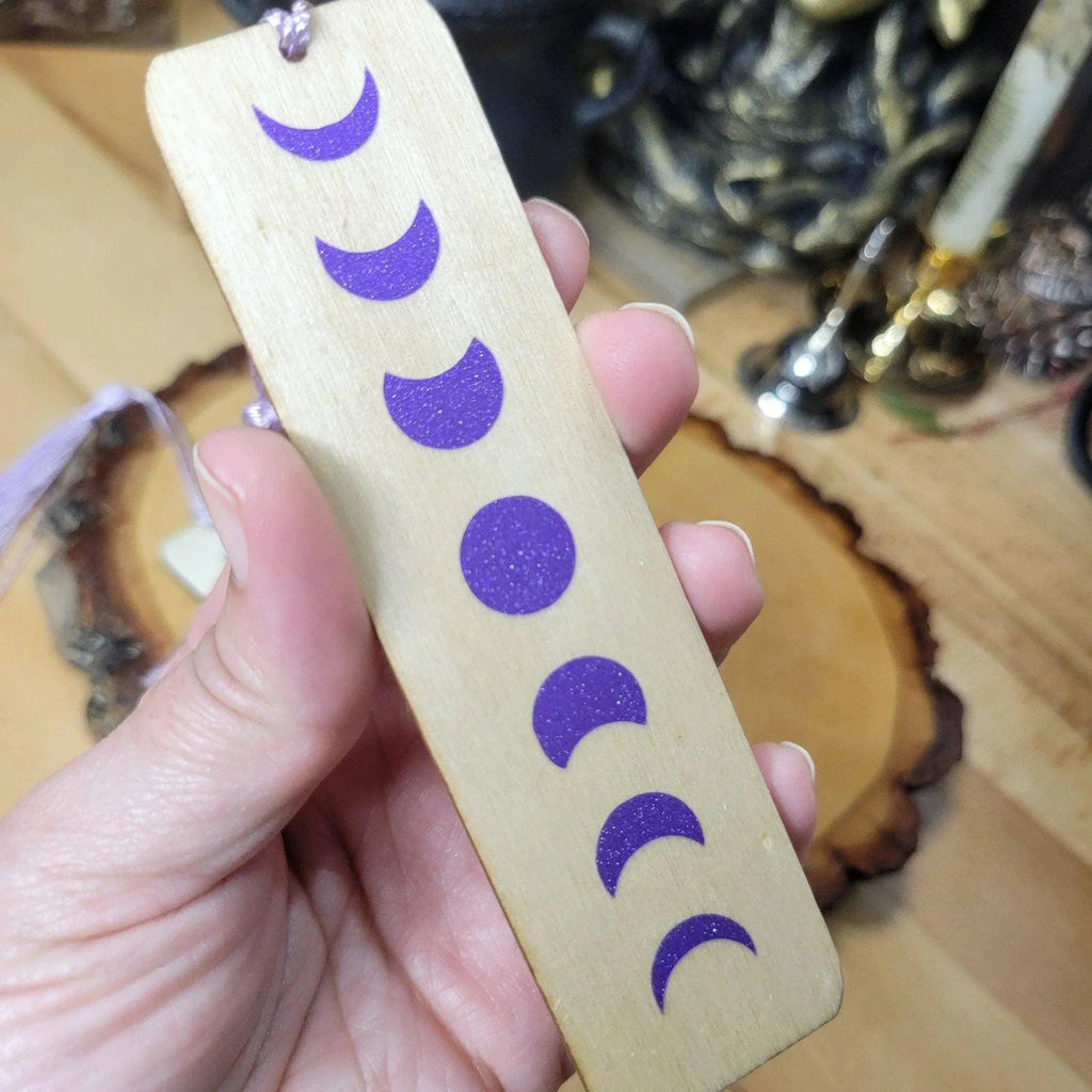 Moon Phases Wood Bookmark