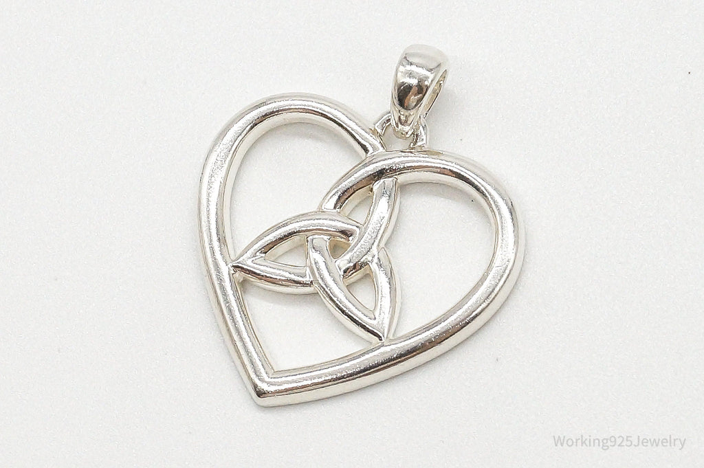Vintage Large Ireland Celtic Heart Sterling Silver Pendant | Jewelry > Necklaces > Pendants | Wiccan Center