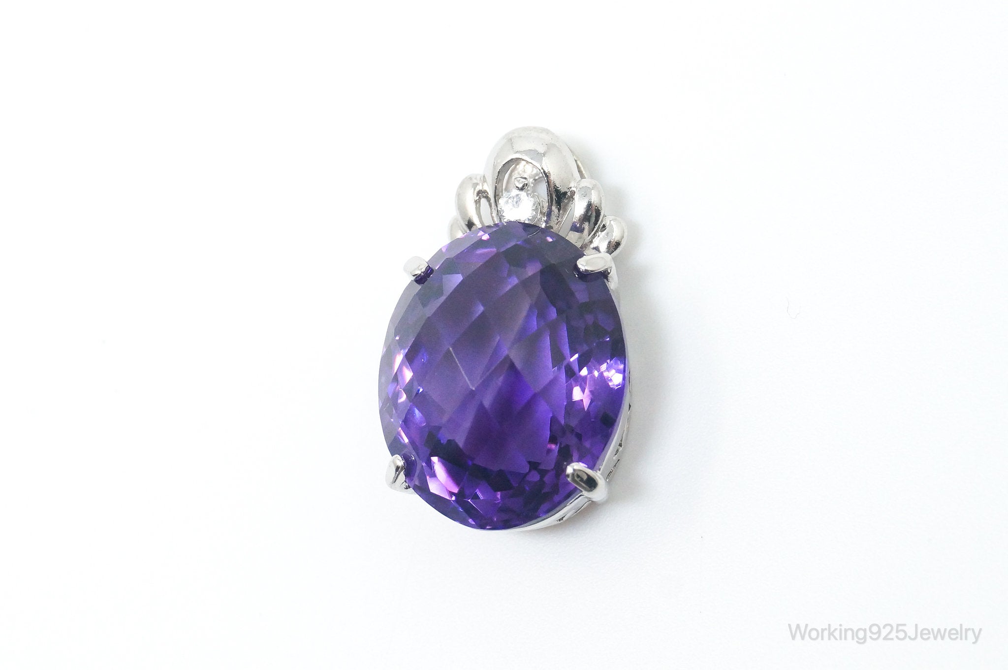 Vintage Amethyst Cubic Zirconia Sterling Silver Necklace Pendant | Jewelry > Necklaces > Pendants | Wiccan Center