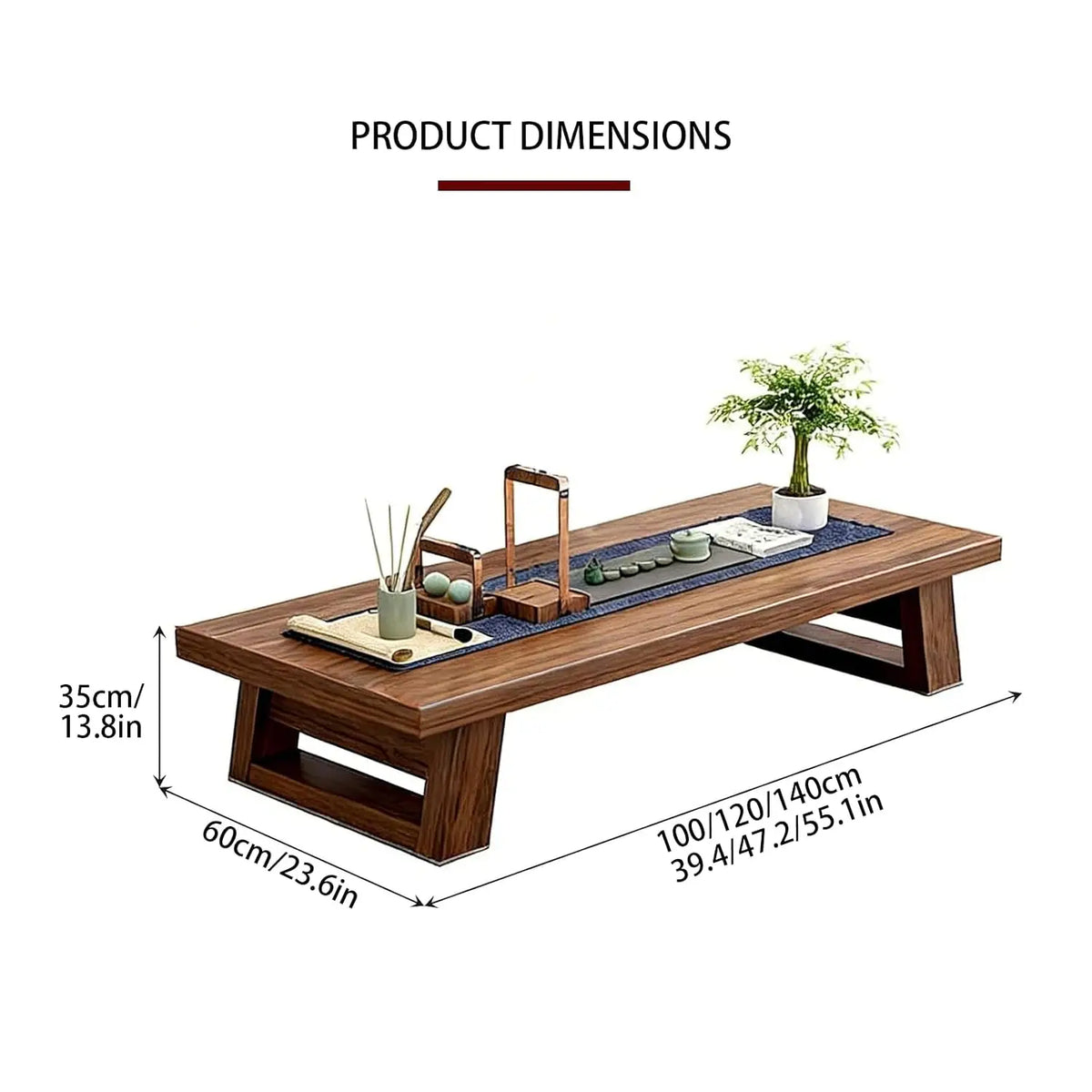 Solid Wood Japanese Chabudai Floor Table | Low Tatami Dining & Tea Table | Tables | Wiccan Center