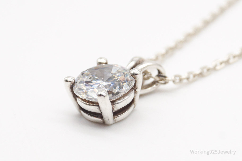 Vintage Large Cubic Zirconia DQCZ Sterling Silver Necklace | Jewelry > Necklaces > Pendants | Wiccan Center