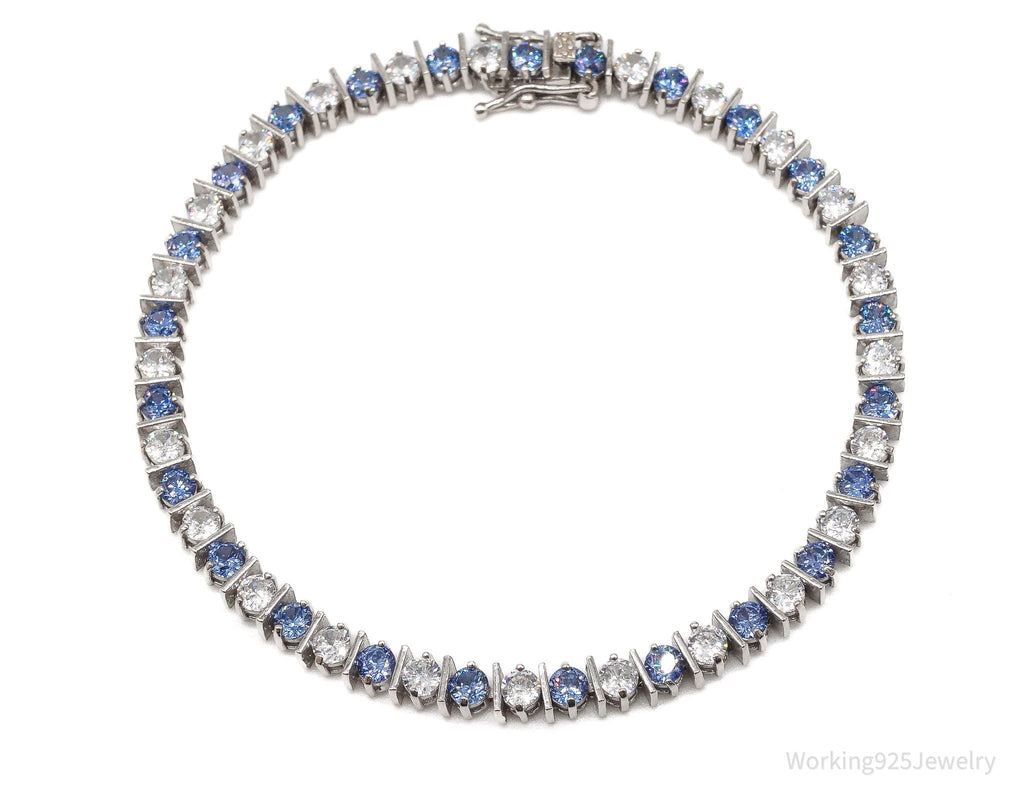 Vintage FAS Blue & White Cubic Zirconia Sterling Silver Bracelet | Jewelry > Bracelets | Wiccan Center