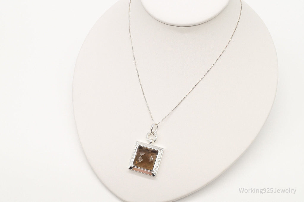 Designer Ross Simons Large Smoky Topaz Single Diamond Sterling Silver Necklace | Jewelry > Necklaces > Pendants | Wiccan Center