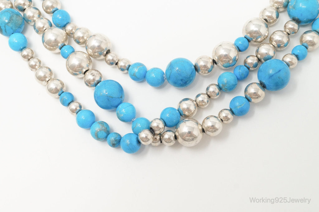Vintage Native American Turquoise Beaded Sterling Silver Necklace | Jewelry > Necklaces > Pendants | Wiccan Center