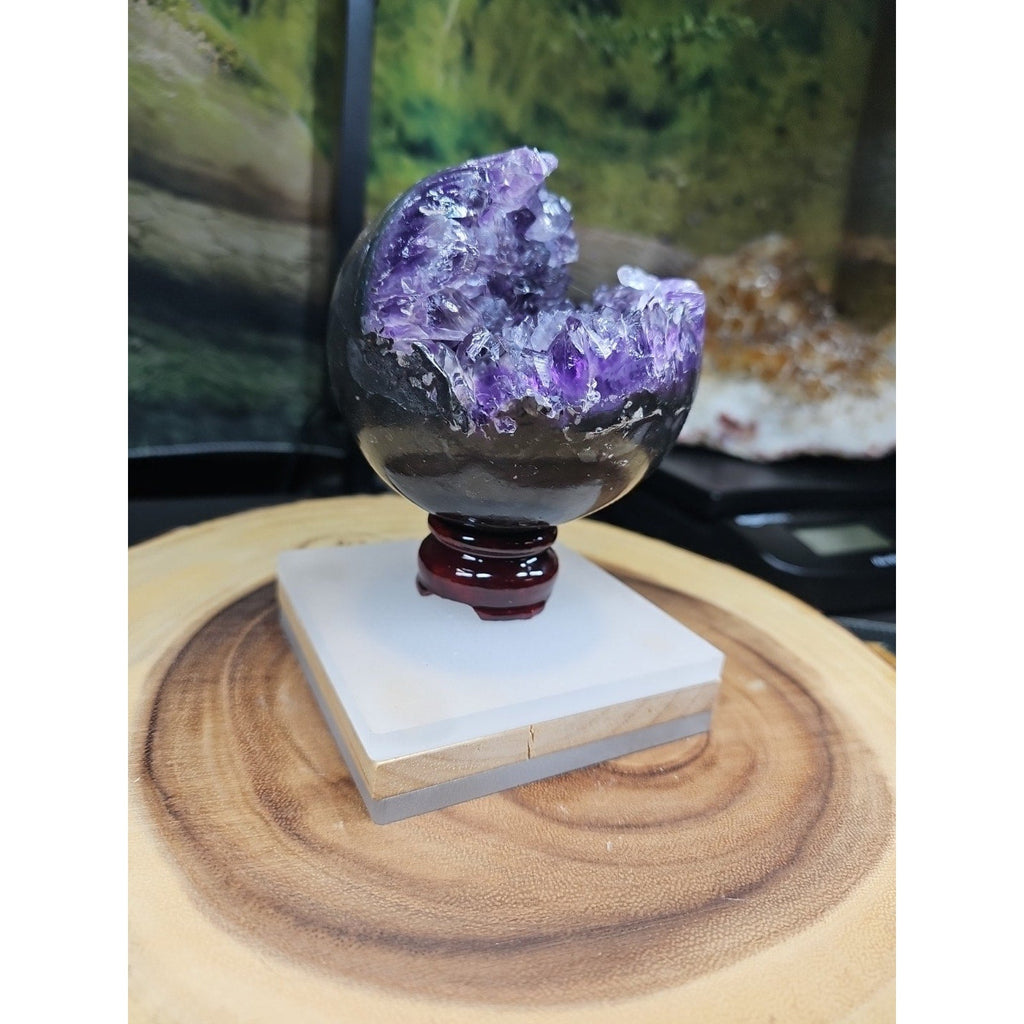 1.92LB Natural Purple Crystal Cave Quartz Open Crystal Ball Spiritual Healing | Geodes & Clusters | Wiccan Center