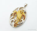 Vintage Garnet Bird Cut Out Gold Vermeil Sterling Silver Necklace Pendant | Jewelry > Necklaces > Pendants | Wiccan Center
