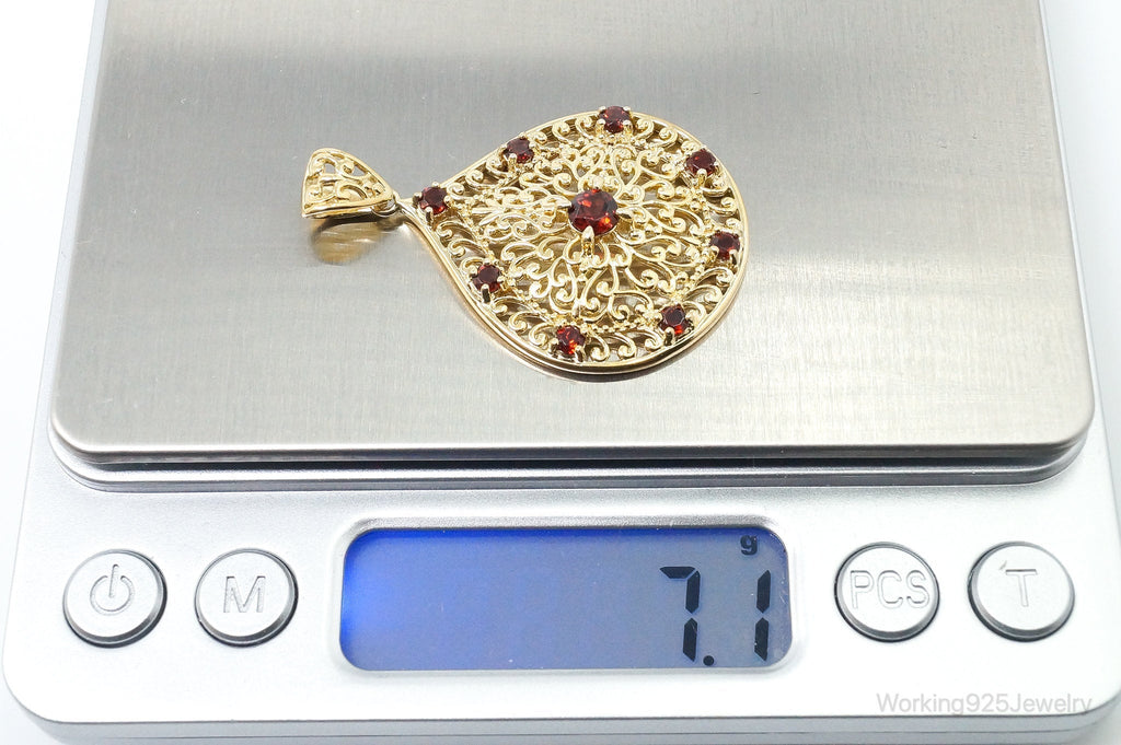 Designer Ross Simons Garnet Motif Gold Over Sterling Silver Pendant | Jewelry > Necklaces > Pendants | Wiccan Center
