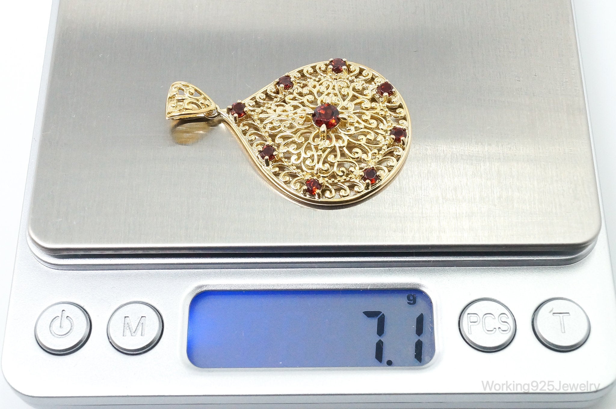 Designer Ross Simons Garnet Motif Gold Over Sterling Silver Pendant | Jewelry > Necklaces > Pendants | Wiccan Center