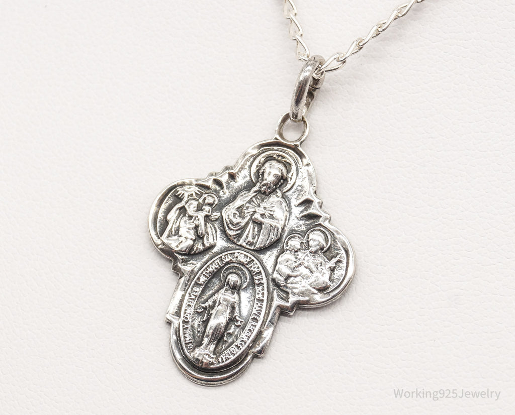 Antique Mary Pray For Us Sterling Silver Necklace | Jewelry > Necklaces > Pendants | Wiccan Center