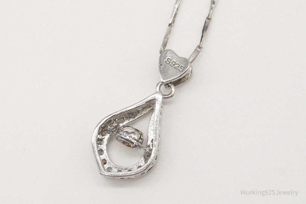 Vintage Cubic Zirconia Art Deco Sterling Silver Necklace | Jewelry > Necklaces > Pendants | Wiccan Center