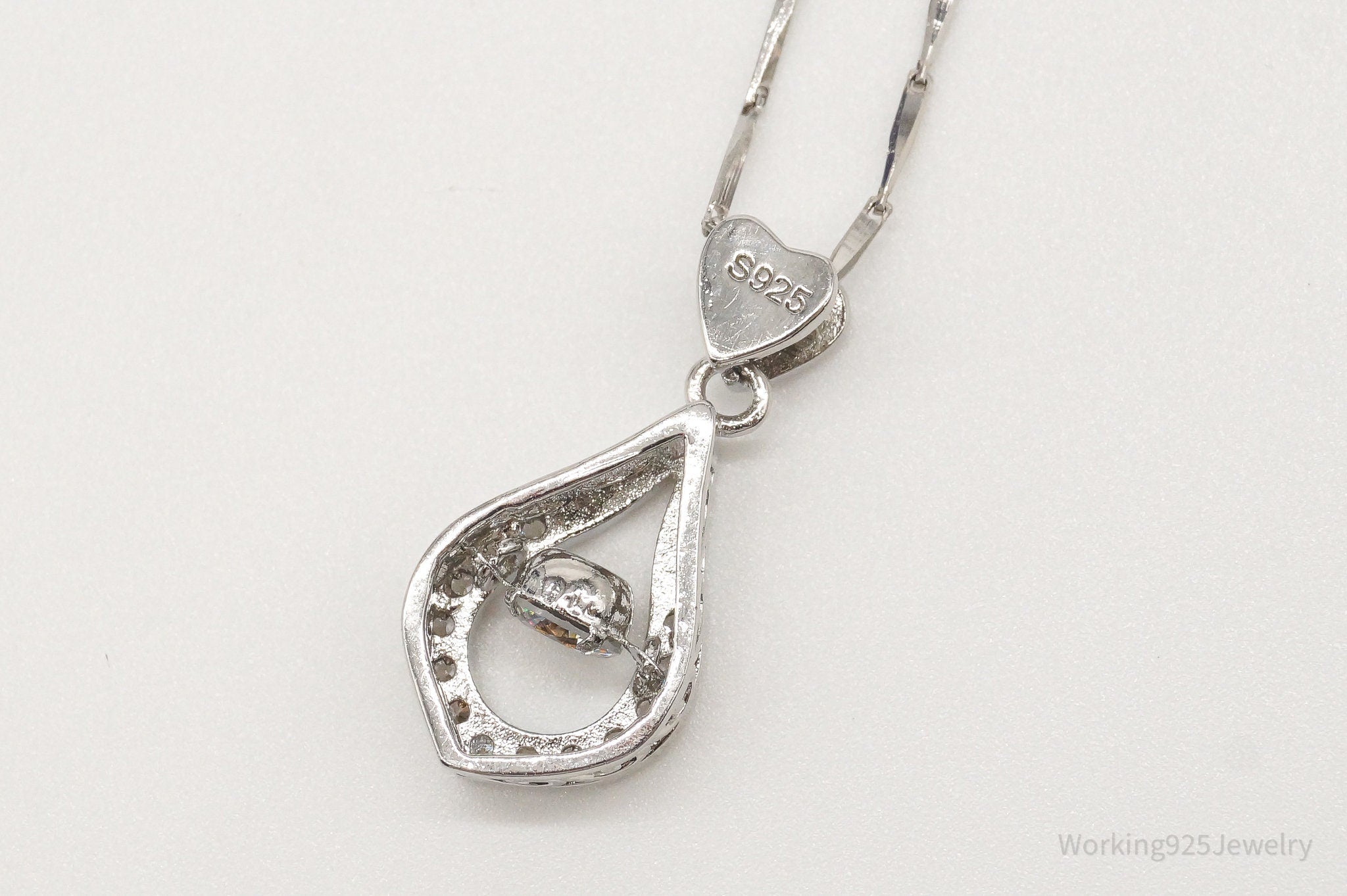 Vintage Cubic Zirconia Art Deco Sterling Silver Necklace | Jewelry > Necklaces > Pendants | Wiccan Center