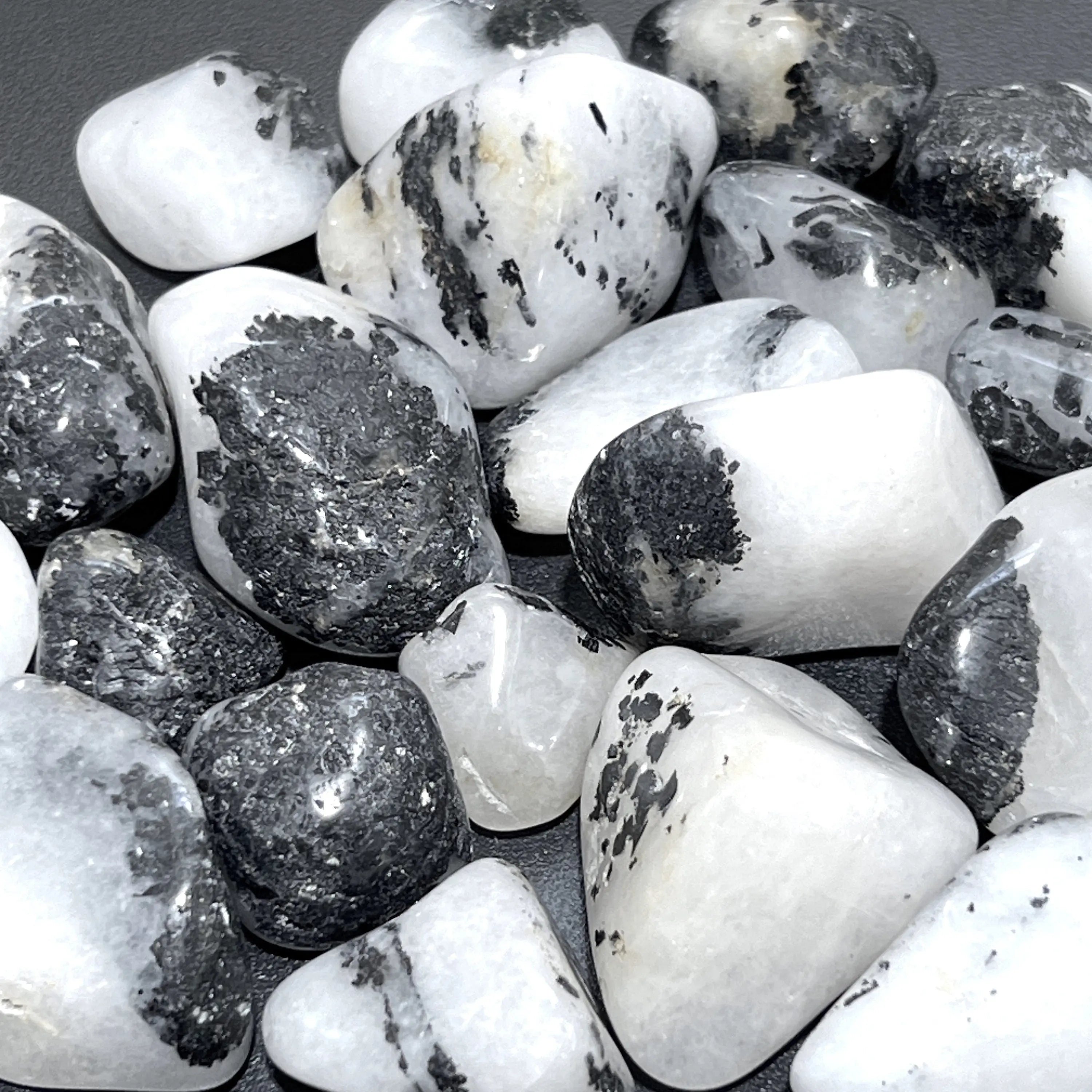 White Quartz Crystal and Tourmaline Tumbled Stones (By The Piece Or Pound) | Home & Living > Home Decor > Home Accents > Rocks & Geodes | Wiccan Center