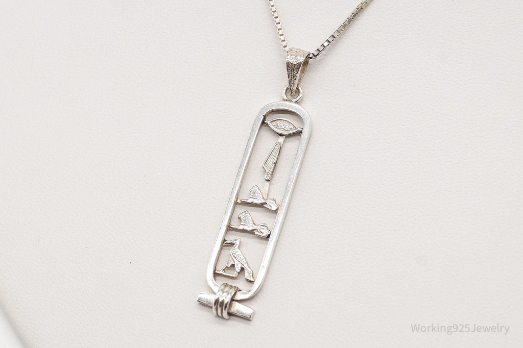 Vintage Large Egyptian Cartouche Sterling Silver Necklace | Jewelry > Necklaces > Pendants | Wiccan Center