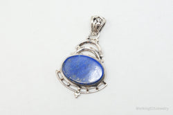 Vintage Art Deco Blue Lapis Lazuli Sterling Silver Necklace Pendant | Jewelry > Necklaces > Pendants | Wiccan Center