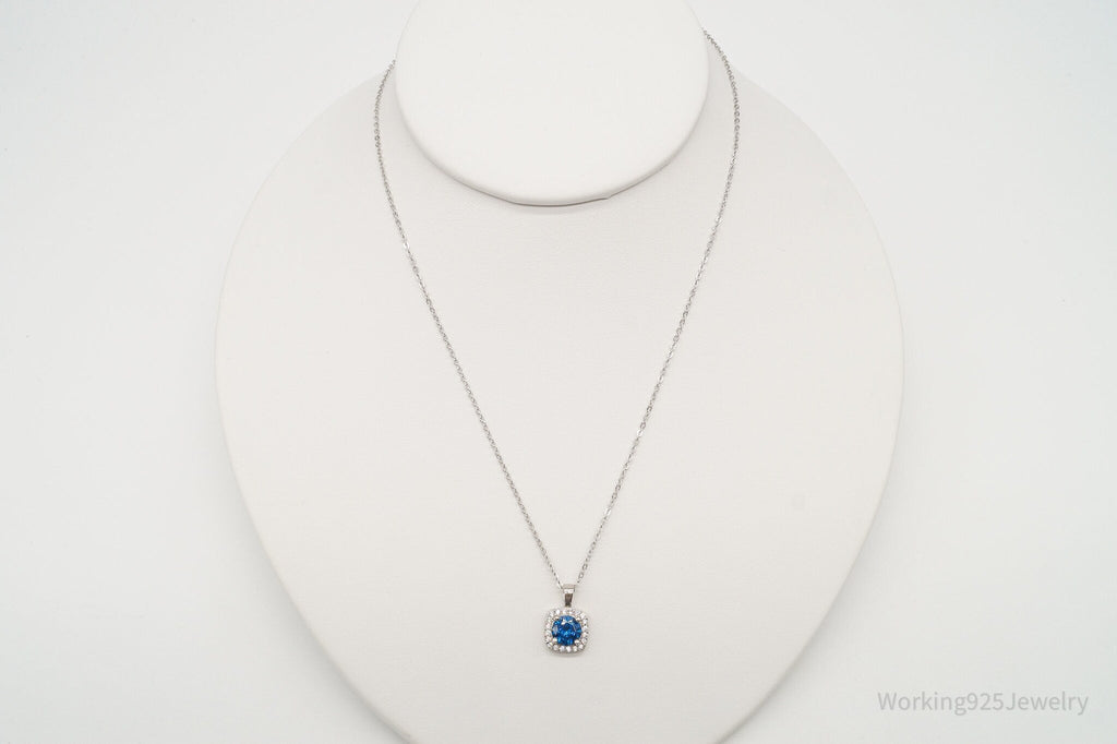 Designer Ryze Blue & White Cubic Zirconia Sterling Silver Necklace | Jewelry > Necklaces > Pendants | Wiccan Center