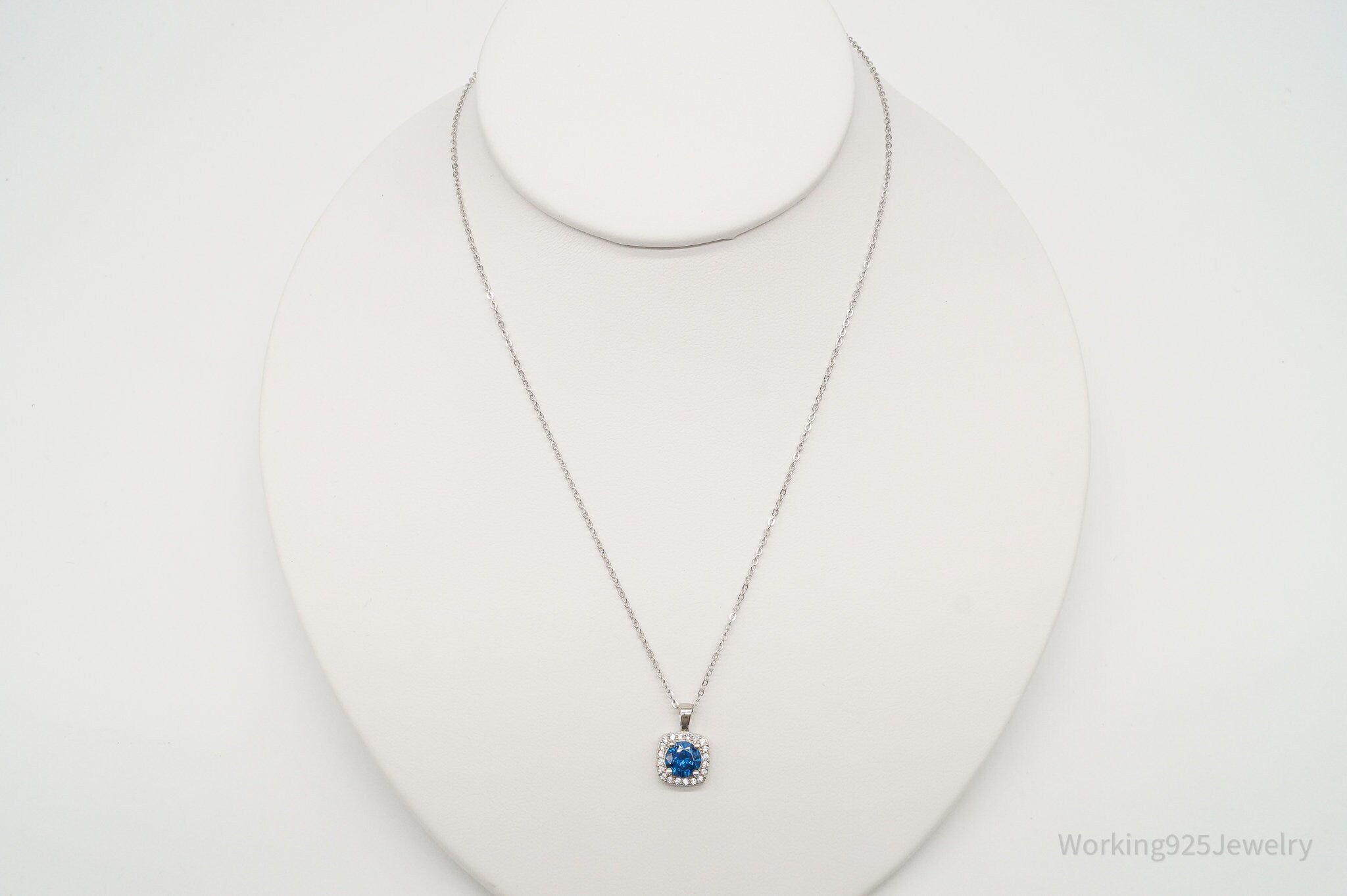 Designer Ryze Blue & White Cubic Zirconia Sterling Silver Necklace | Jewelry > Necklaces > Pendants | Wiccan Center