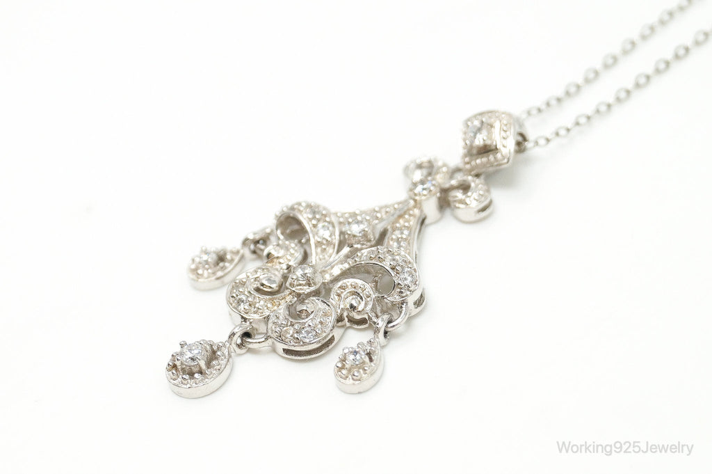 Vintage Cubic Zirconia Art Deco Sterling Silver Necklace | Jewelry > Necklaces > Pendants | Wiccan Center