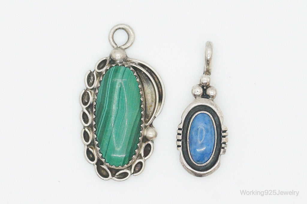 Vintage Native American Malachite Lapis Lazuli Sterling Silver Charm Pendants | Jewelry > Necklaces > Pendants | Wiccan Center