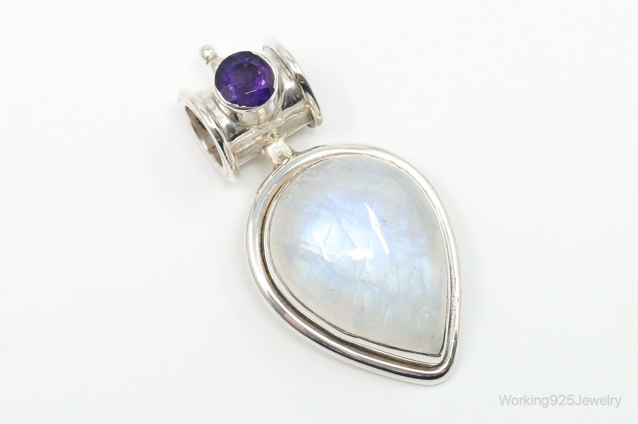 Large Vintage Supreme Jewelers Amethyst Moonstone Sterling Silver Pendant | Jewelry > Necklaces > Pendants | Wiccan Center