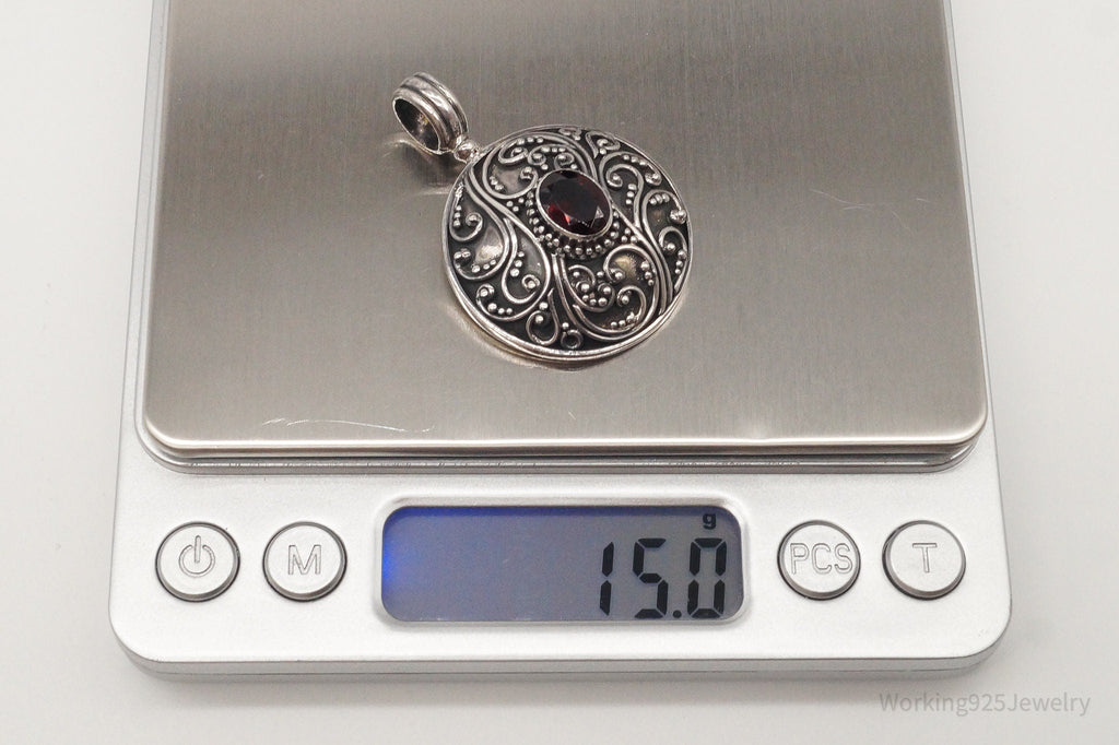 Large Designer BA Suarti Garnet Sterling Silver Pendant | Jewelry > Necklaces > Pendants | Wiccan Center
