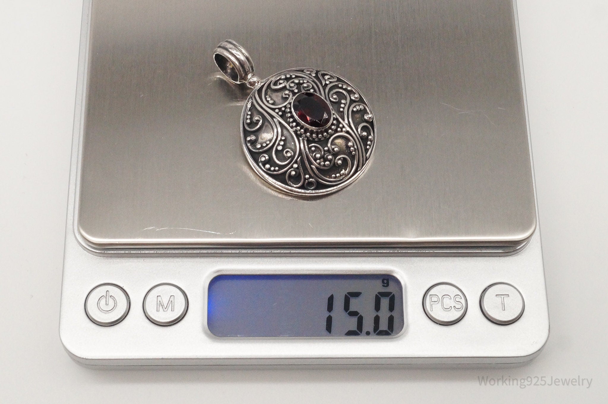 Large Designer BA Suarti Garnet Sterling Silver Pendant | Jewelry > Necklaces > Pendants | Wiccan Center
