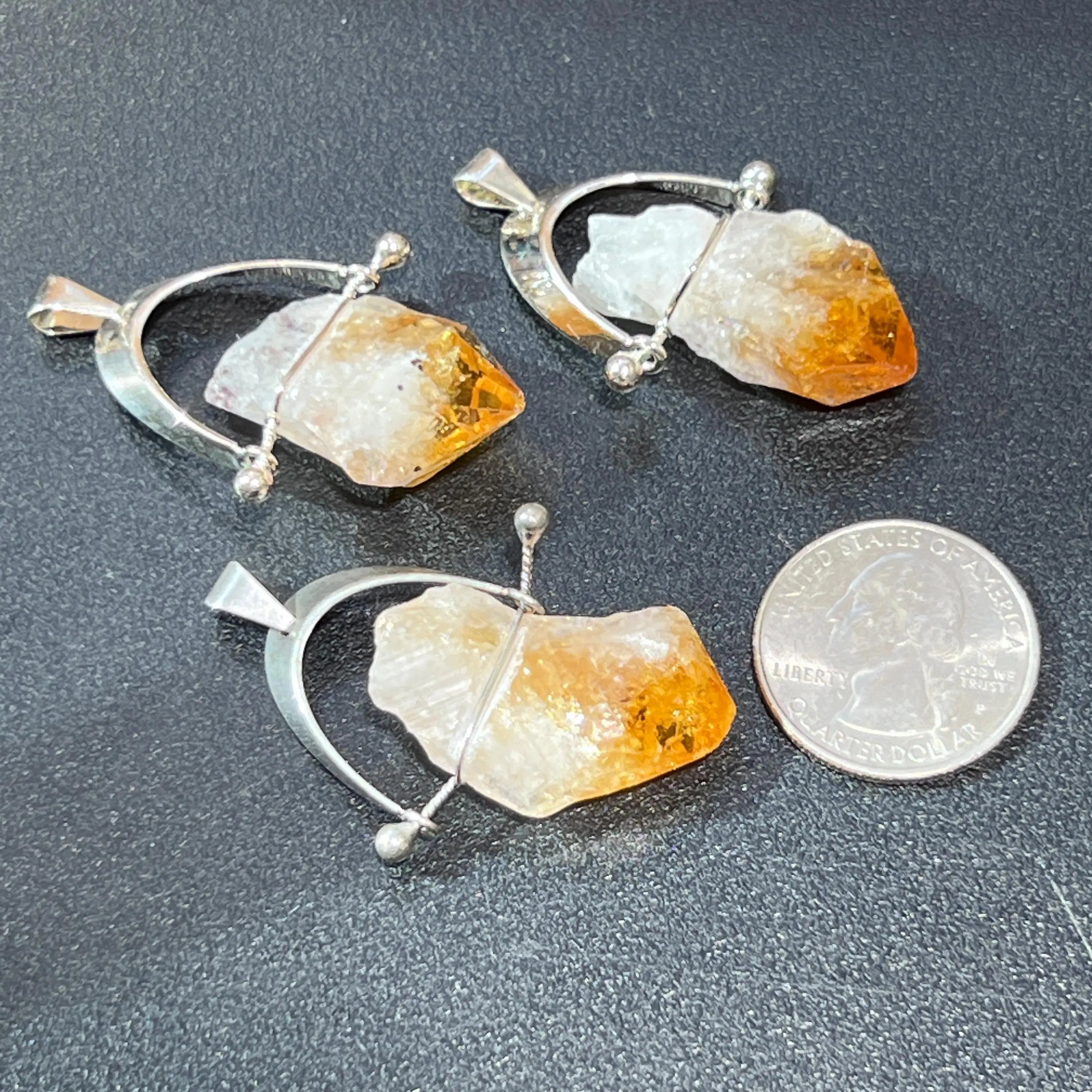 Citrine Crystal Point Pendant (Silver Plated Wire Wrapped) | Craft Supplies & Tools > Beads, Gems & Cabochons > Charms & Pendants > Pendants | Wiccan Center