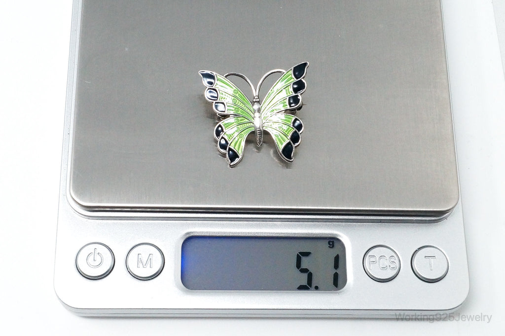 Vintage Danish Meka Butterfly Enamel Sterling Silver Pin Brooch | Jewelry > Brooches, Pins & Clips | Wiccan Center