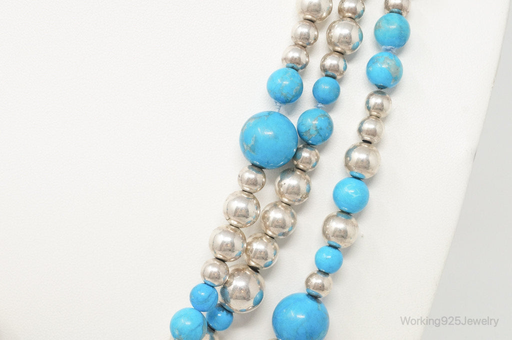 Vintage Native American Turquoise Beaded Sterling Silver Necklace | Jewelry > Necklaces > Pendants | Wiccan Center